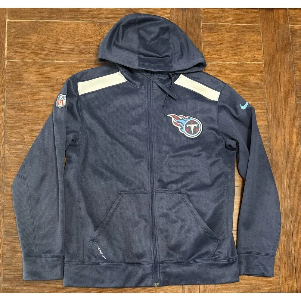 Men’s Tennessee Titans Nike Size M Navy Therma Fit Full Zip Jacket NFL